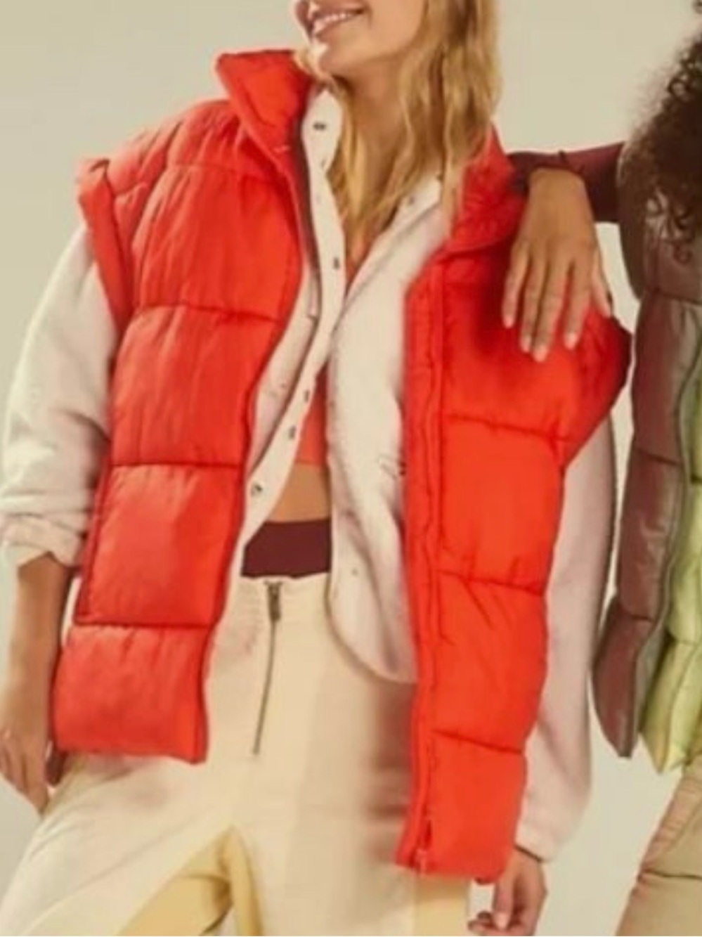 FP Movement by Free People In the Bubble Oversized Red Orange Puffer Vest